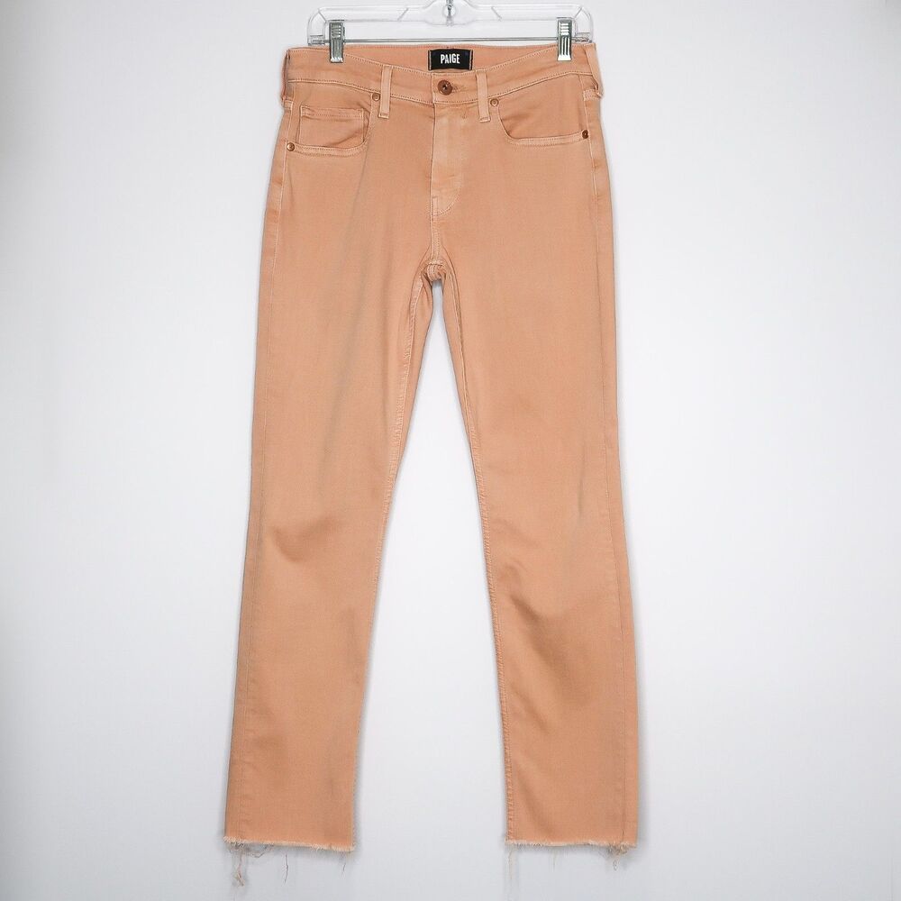 Paige Lennox Slim‎ Fit Jeans Peach Apricot Salmon Raw Hem Mens Size 30 Transcend